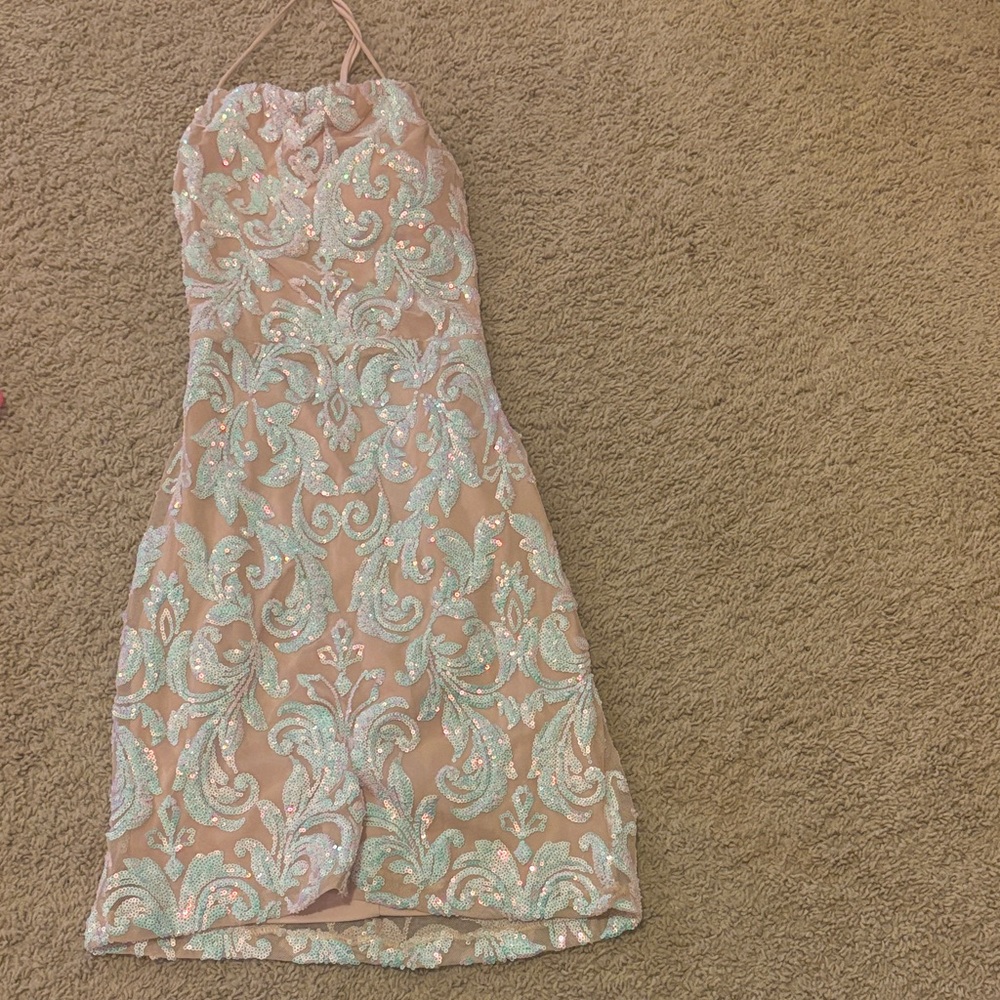 Windsor Sequin Dress in Cream and Silver